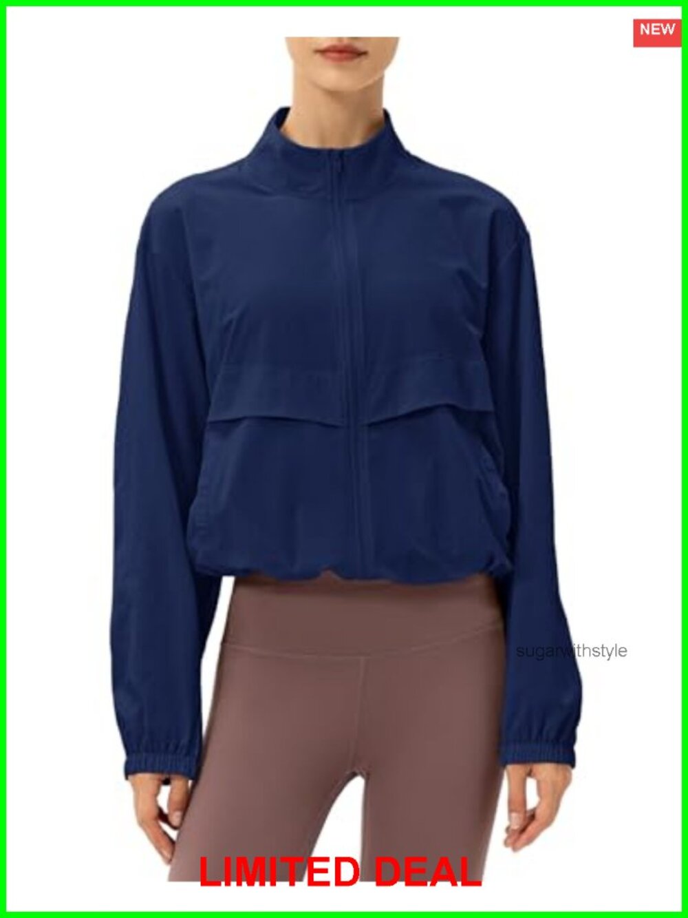 Lightweight Zip Up Athletic Jacket Stand Collar Windproof Workout Outdoor